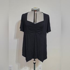 Elegant Black Ruched Women's Blouse